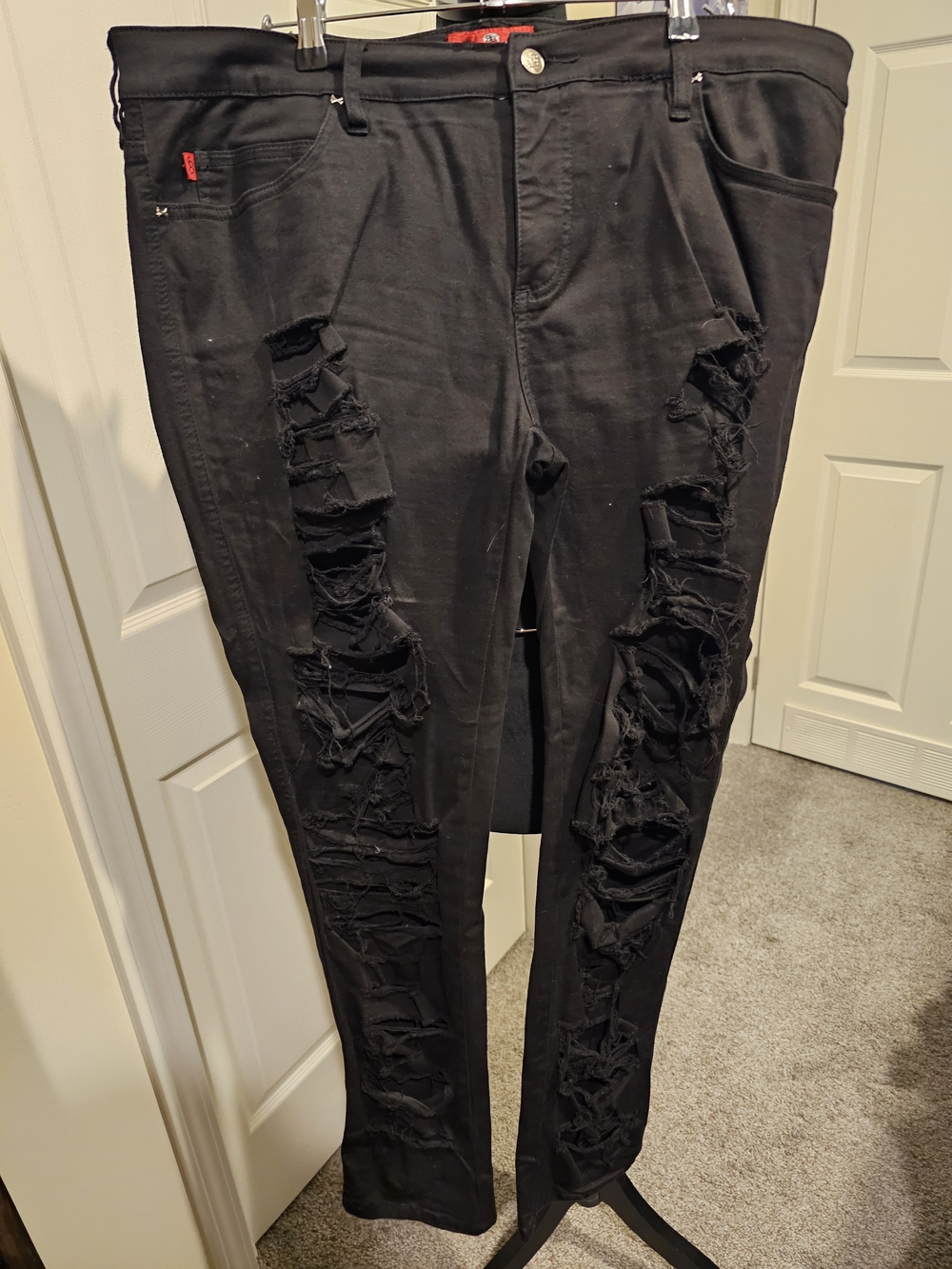 Vintage 2000s Royal Bones Black Ripped Skinny Jeans